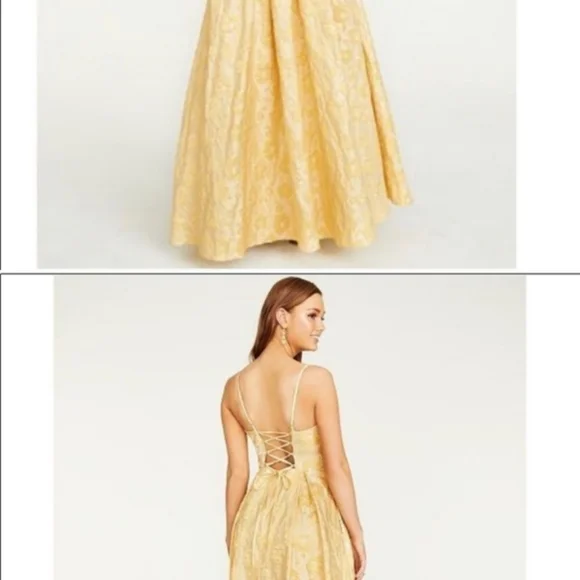 NEW Trixxi Floral Jacquard Gown Yellow/Silver Long Formal Sz 0 Juniors - Picture 2 of 9
